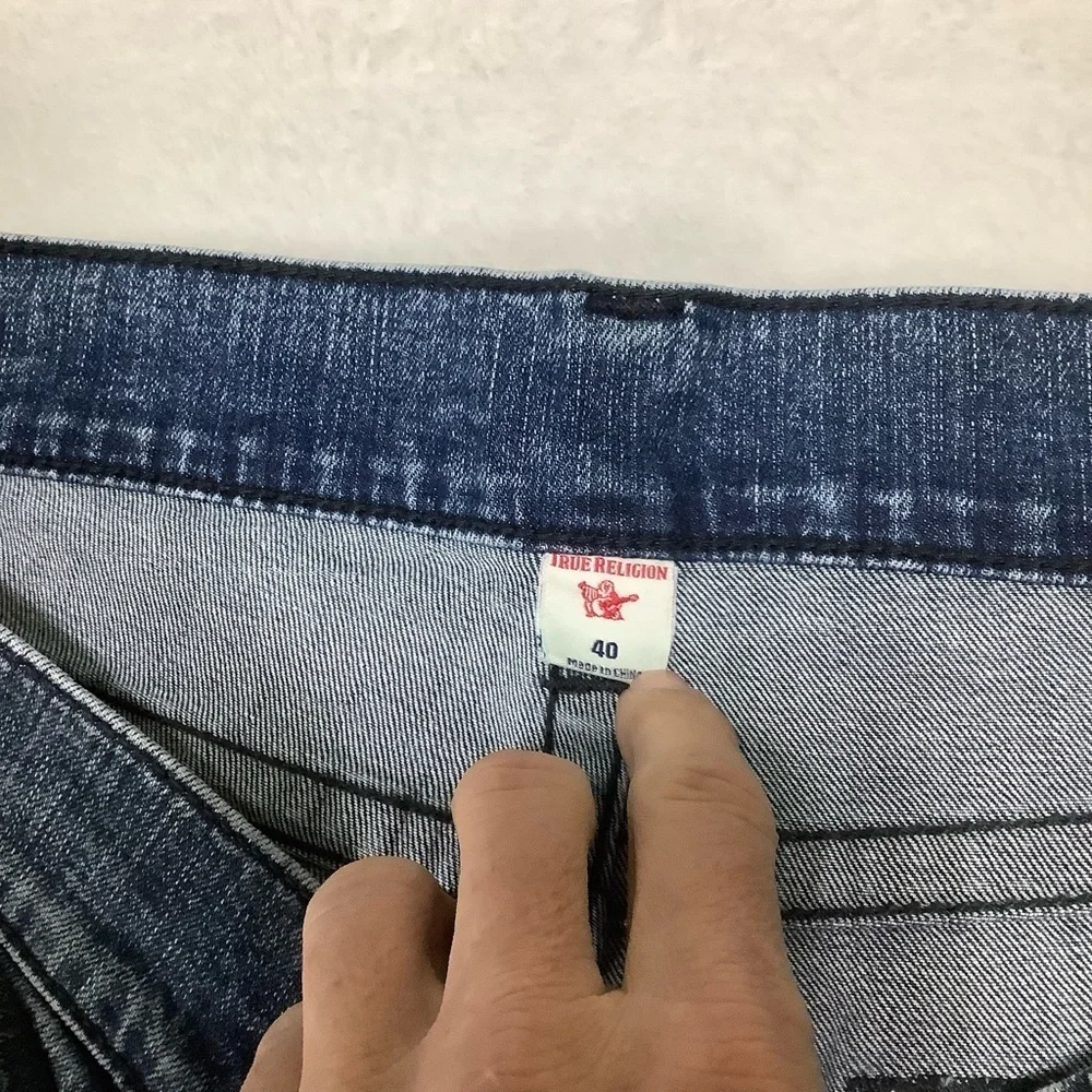 True Religion Men’s Geno Moto Relaxed Slim Coverstitch Size 40